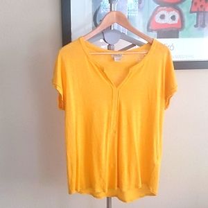 Lucky Brand Yellow Linen Tee, Size L
